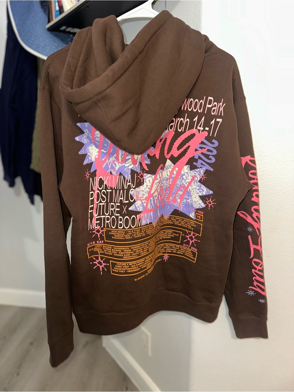 2024’ Rolling Loud festival Brown Graphic Oversized Pullover Hoodie - Women